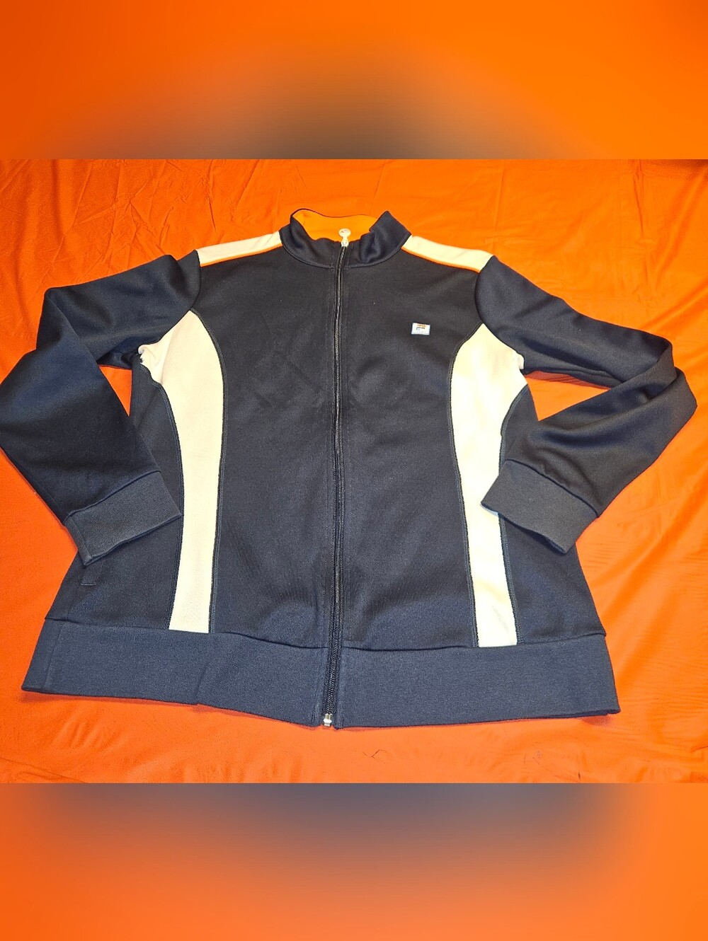 Fila Sport Track Jacket Slim Fit Size Large Red White & Blue P2P-20" Hem-25" EUC